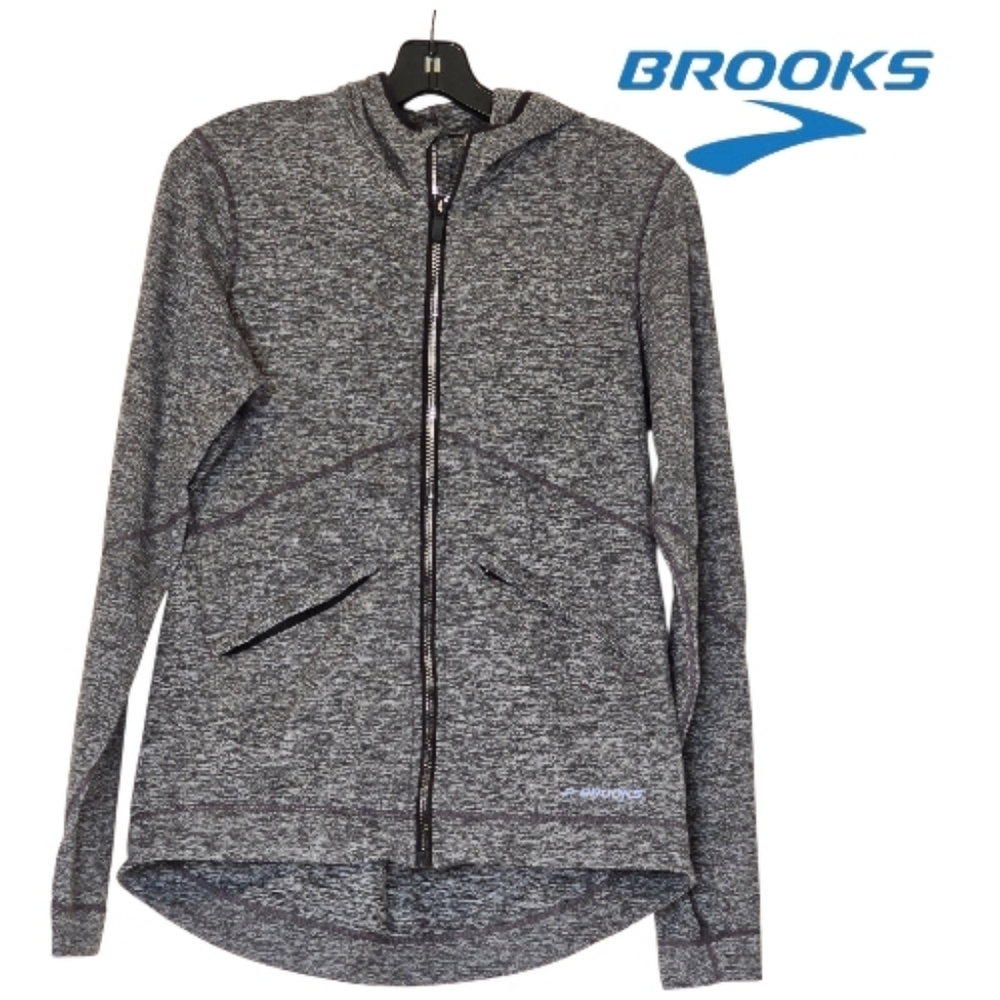BROOKS Utopia Thermal III zip-up hoodie in heathered gray Women's Size Small